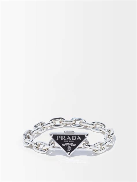 Prada Triangle Logo Silvery Silver ref.1226372 